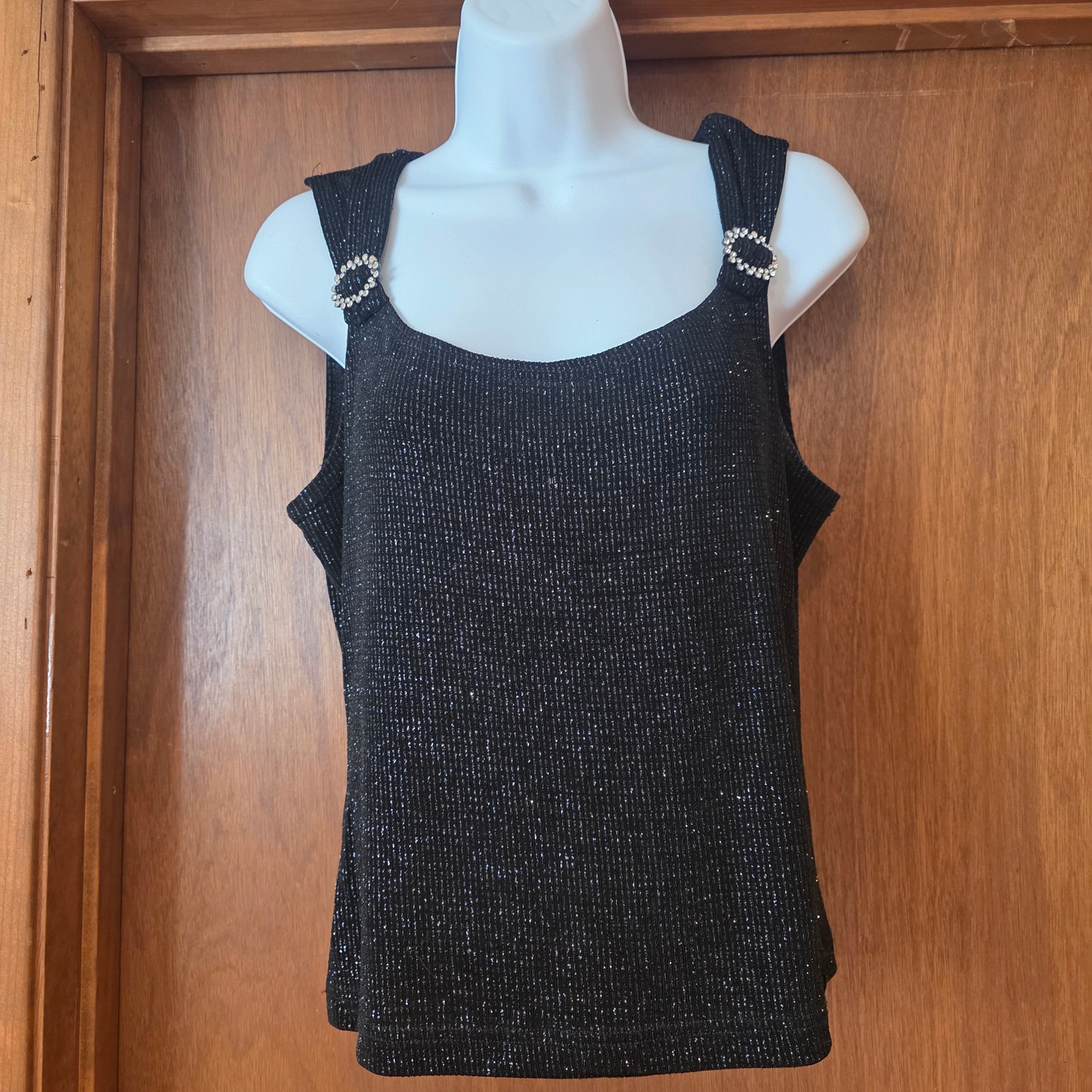 Vintage Msk Petite Black Shimmery Tank Top Sz Pl